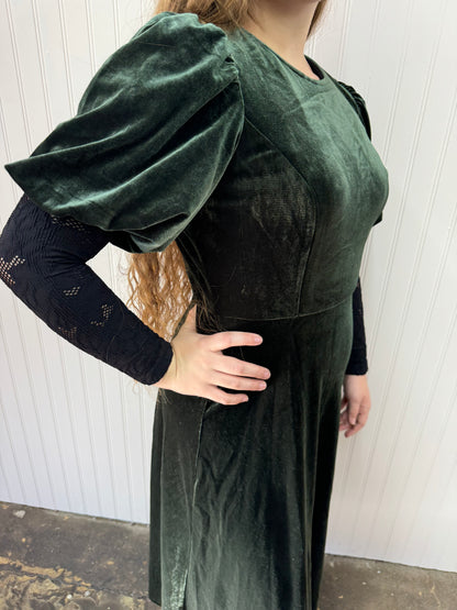 Deep olive velvet dress