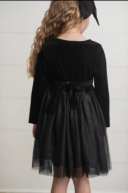 Black velvet tulle dress