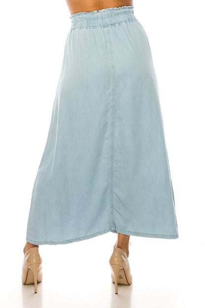 Denim Long Skirt Light Indigo