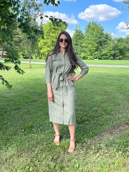 Olive shirt dress