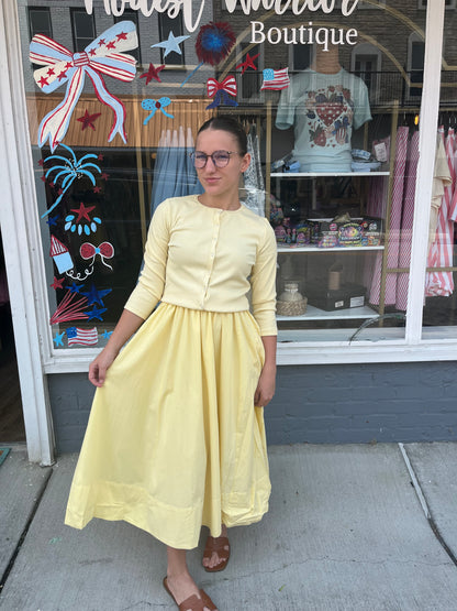 The lemon CARDIGAN TOP AND SKIRT SET