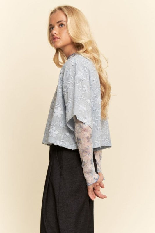 Floral Mesh Babydoll Top