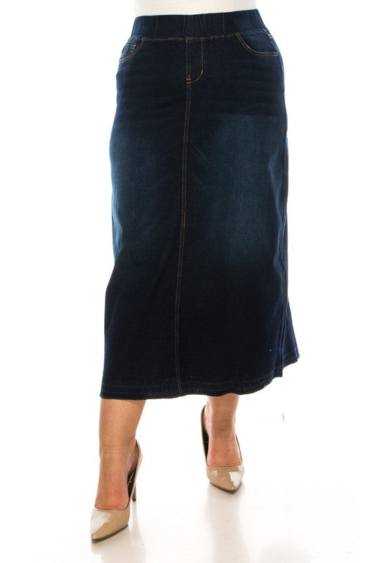 Plus Denim Long Skirt