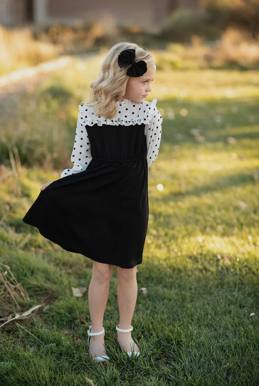 Girls black dot Dress