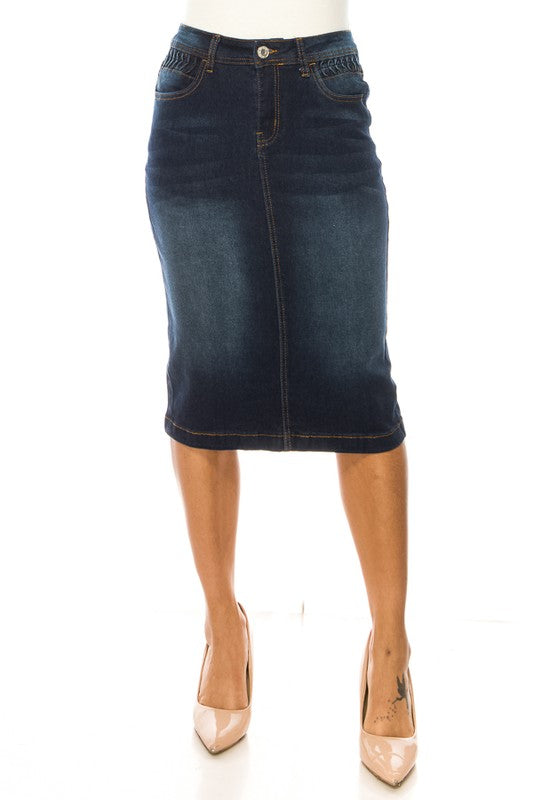 Denim Skirt Dark Indigo