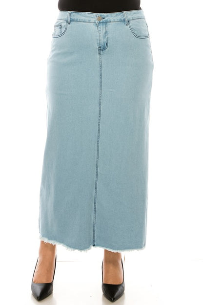 Denim Long Skirt Plus Light Indigo