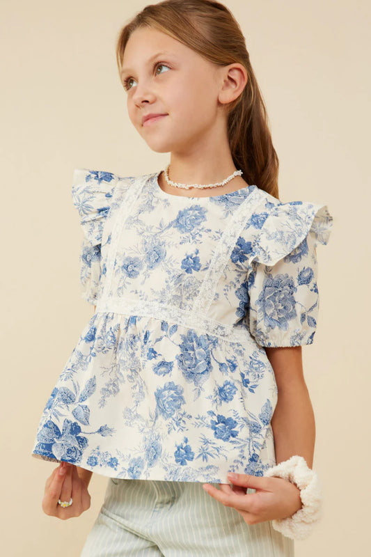 Girls Floral Lace Blouse