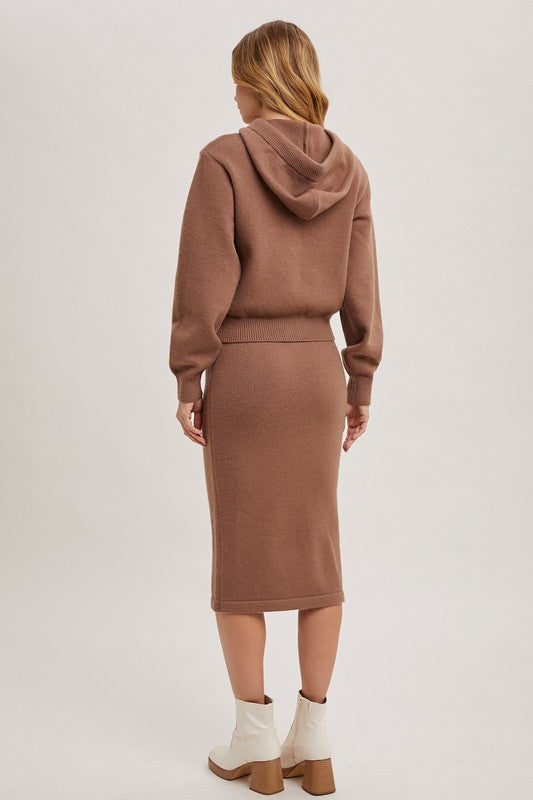 Hoodie and Skirt Set Mocha