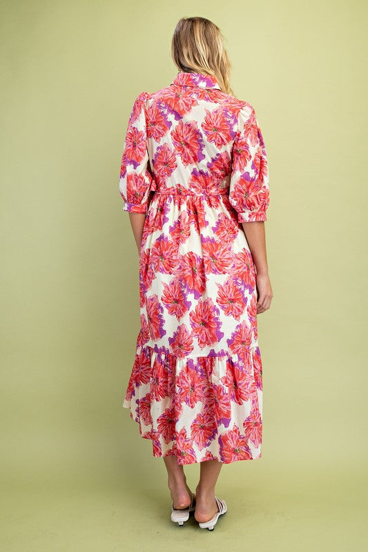 Floral Button Down Shirt Dress