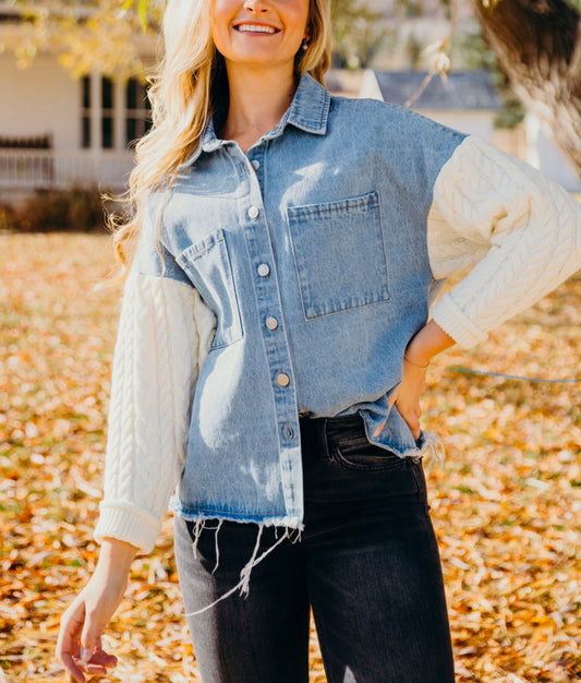 Mixed Media Denim Jacket