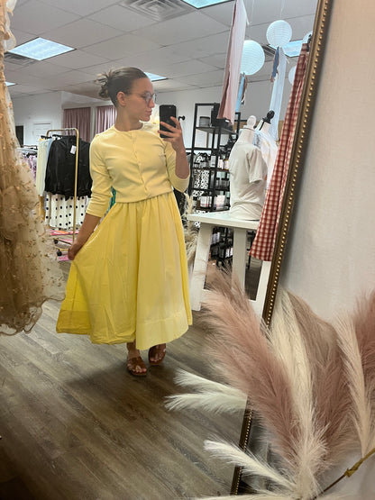 The lemon CARDIGAN TOP AND SKIRT SET