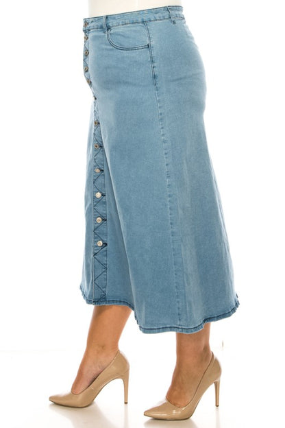 Plus Denim Long Skirt