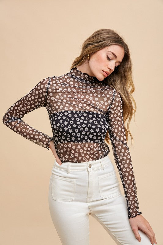 Floral Mesh Top